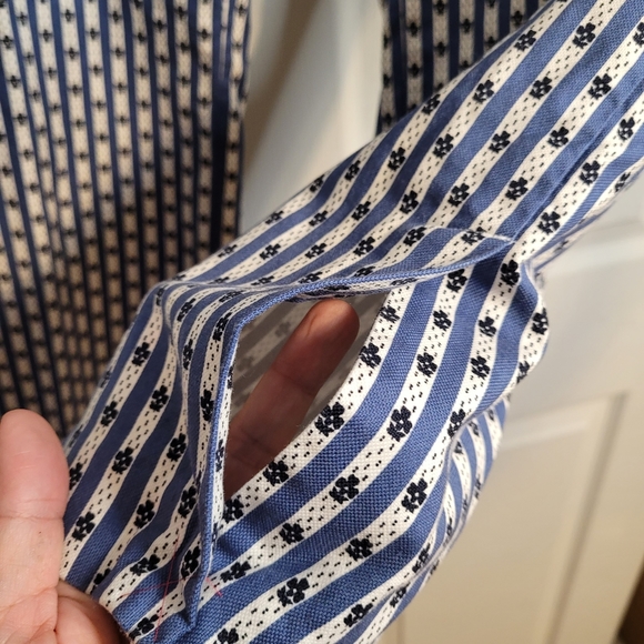 Ann Taylor LOFT Capri striped blue & white pants with splits at ankles Sz 14 - Picture 7 of 9